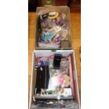 Two boxes of costume jewellery - some vintage, glass charms, etc.