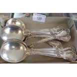 Twelve sterling silver cream or soup spoons in the Chantilly pattern by Gorham, approx 18oz