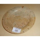 Chinese carved soapstone bird plate, 18cm diameter