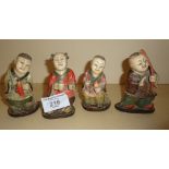 Four Chinese 19th century polychrome ivory figures, 10cm