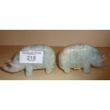 Two Chinese jade elephants