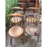 Set of six stickback kitchen chairs