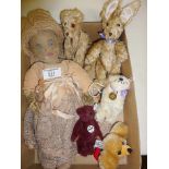 Miniature teddy bears including Steiff and Merrythought - together with antique velvet doll