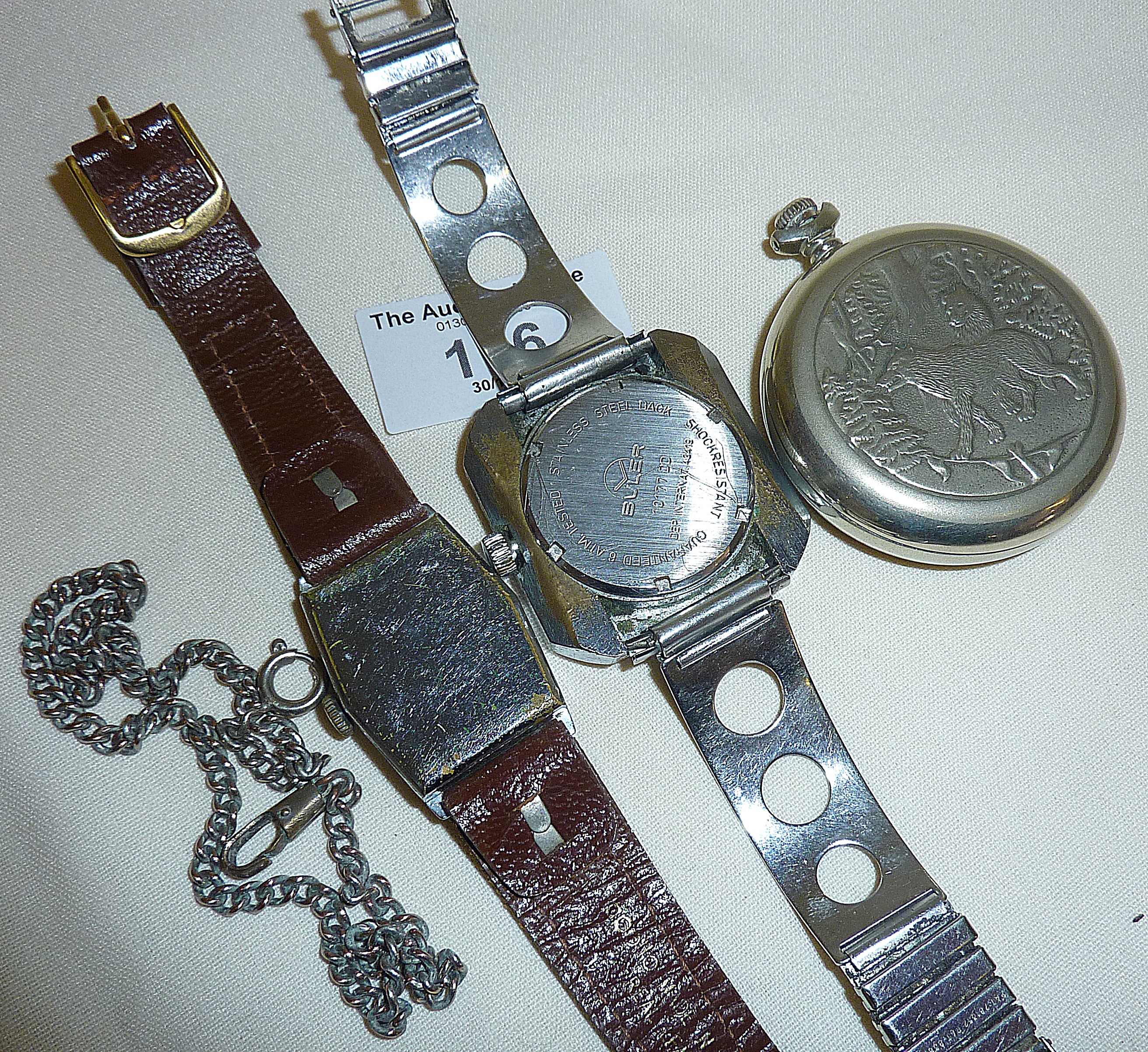 WW2 Ladies Services Art Deco wristwatch, vintage Buler Pinguin stainless steel watch and a Russian - Image 2 of 2