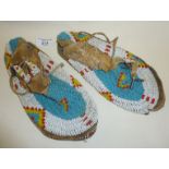 Early 20th c. Native American beadwork pair of Sioux moccasins