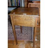 Oak sewing table with contents