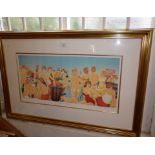 A Joan SUMMERVILLE Artists Proof colour print of sunbathers titled 'Beach Bums', 23" x 35"