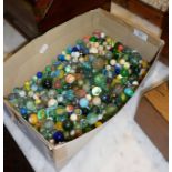 Large collection of assorted glass marbles