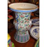 19th c. Chinese Famille Rose floor vase (old rivets restoration)