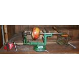 Patent apple peeler, corer and slicer machine, metal bean slicer and a small table vice