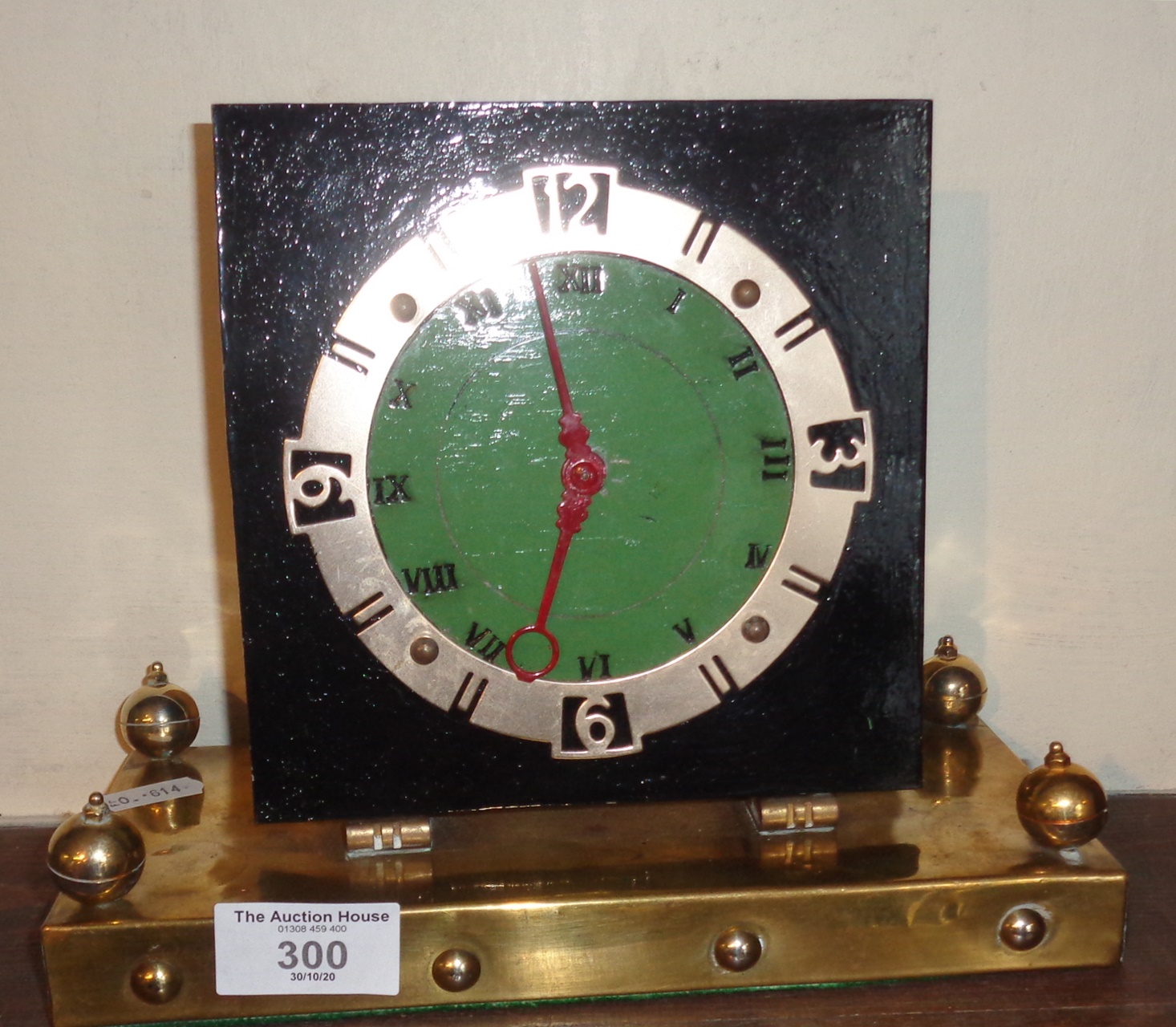 Unusual vintage Art Deco style metal mantle clock