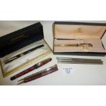 Vintage black Sheaffer fountain pen with 14k gold nib, Waterman fountain pen, rolled gold propelling