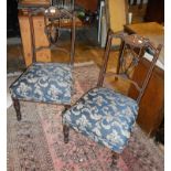 Pair of Edwardian inlaid rosewood bedroom chairs