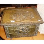 Brass relief coal box