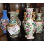Six small Chinese famille rose vases, 10cm