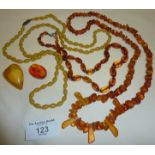 Antique amber and amber style jewellery