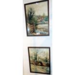 Pair of watercolour scenes by G.J. DODSON, 15" X 11"