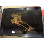Japanese lacquer tray, signed, 60cm x 42cm