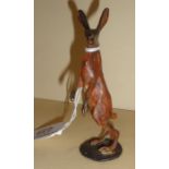 19th c. cold painted bronze figure of a boxing hare, 4" high