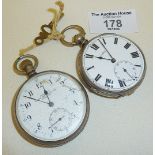 Two silver cased pocket watches, one marked as TRENTON David Mitchell Ltd., Belfast