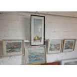 Five small watercolours of Cornish fishing villages by Colin D. SUTTON
