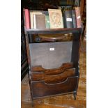 Arts & Crafts style Edwardian oak combination bookshelf and document or newspaper rack