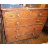 Victorian old pine two over three chest of drawers