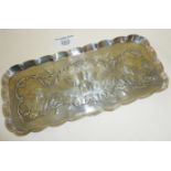 Ornate silver pen tray decorated with repoussé cherubs in the Rococo style. Hallmarked for London