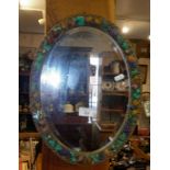 Oval Barbola framed wall mirror