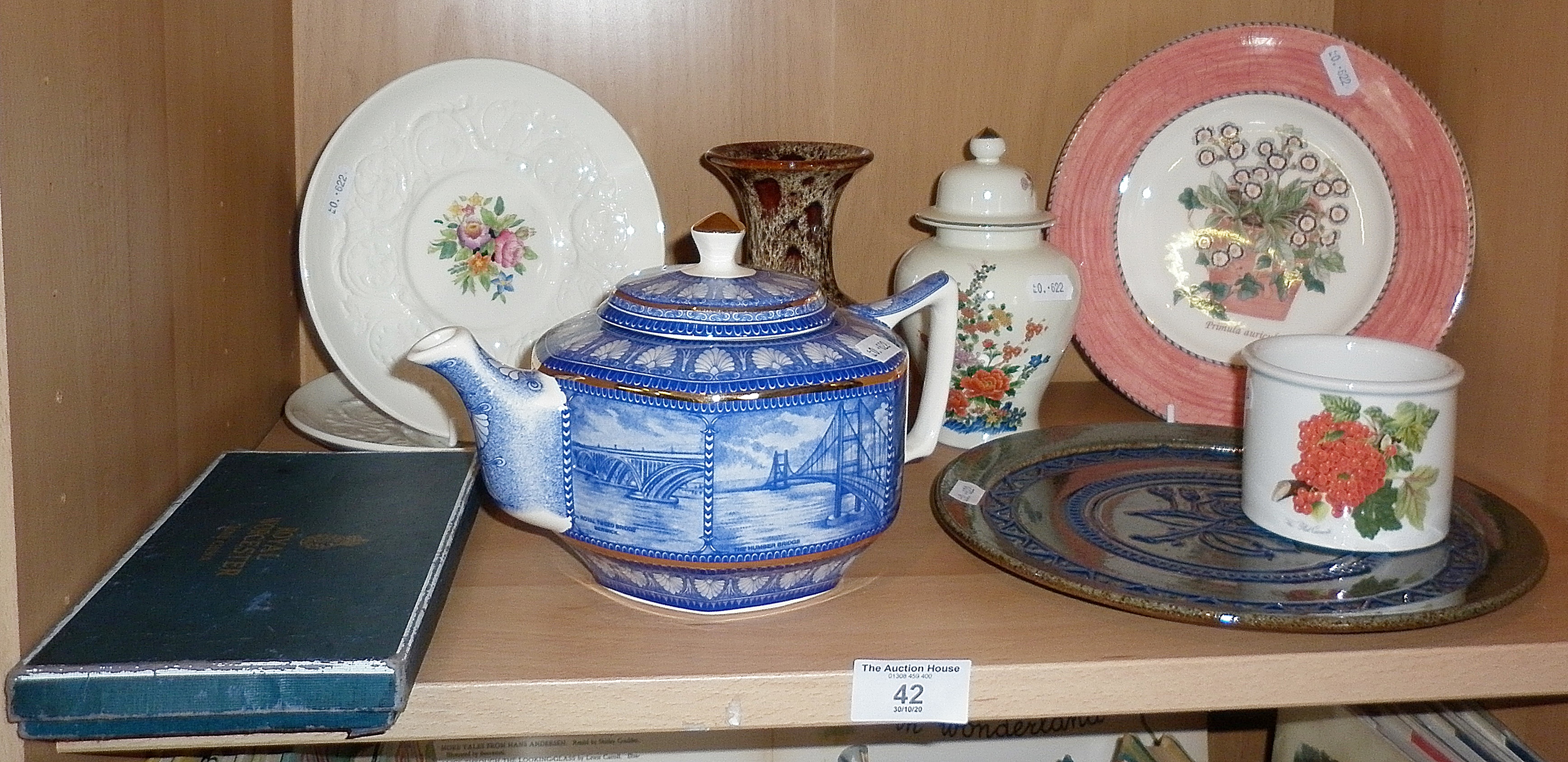 A Ringtons Tea Company teapot, a Wedgwood 'Sarah's Garden' plate and other china