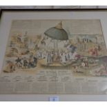 Large Victorian framed printed political and religious cartoon broadsheet, depicting The National