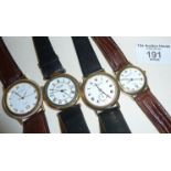 Four gold plated Mappin & Webb wrist watches