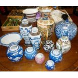 Chinese ginger jars and vases, prunus pattern and other Chinese porcelain