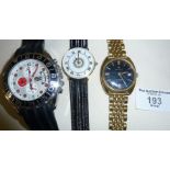 Three men's wrist watches, a Bulova Automatic, and two others