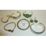 Assorted 925 silver and white metal bangles and bracelets