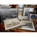 Album of sepia snapshots of liners, ships and people and other photographs including a black and