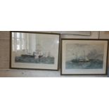 Two colour engravings of 19th century steam frigates "HMS Geyser" and "HMS The Terrible" after the