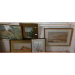 Five various watercolours including early 19th century coastal scene