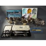 A quantity of plated ware, cased / boxed flatware and similar.