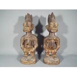 Yoruba Ibeji twins figures, two carved Nigerian figures, male and female, approximately 24 cm (h),
