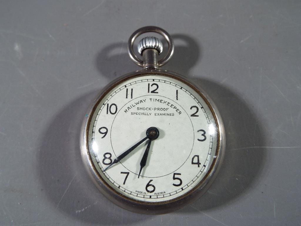 Railwayana - a white metal Railway Time Keeper's pocket watch,