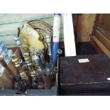 A good mixed lot to include a large quantity of brass, plated ware, wooden treen, candlesticks,