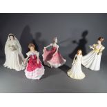 Royal Doulton - Royal Worcester - five ceramic lady figurines to include Royal Doulton Sweet