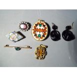 A collection of vintage jewellery to include an Italian micro mosaic brooch,