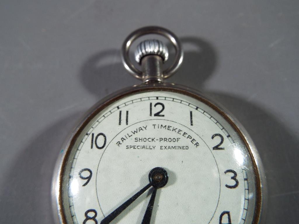Railwayana - a white metal Railway Time Keeper's pocket watch, - Image 3 of 3