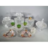 A 1940's bedroom dressing table set, a matched pair of French ashtrays,