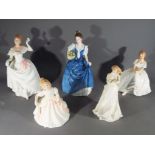 Royal Doulton - five Royal Doulton ceramic lady figurines to include Heather HN2956, Amanda HN2996,