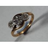 9 ct - a 9 carat gold trilogy ring set with three diamonds size L approximate weight 2.