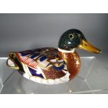 Royal Crown Derby - a paperweight depicting a duck,