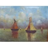 A framed oil on canvas depicting a nautical scene, signed lower right by the artist,
